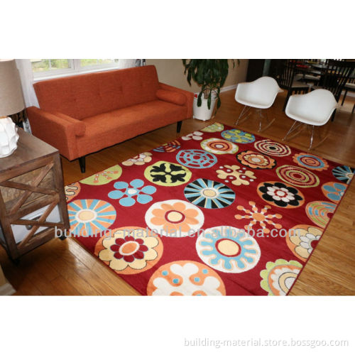 New Kids Playful Contemporary Red Yellow Green Orange Light Blue Modern Circles Area Rug